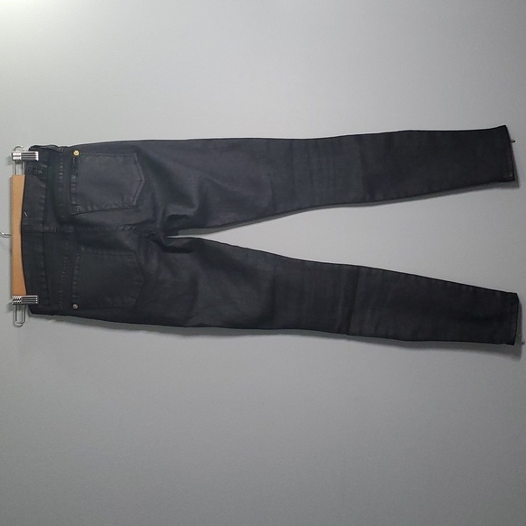 7 for all mankind jeans women's size 00 size 24 black zippered ankle wax… - Picture 3 of 16